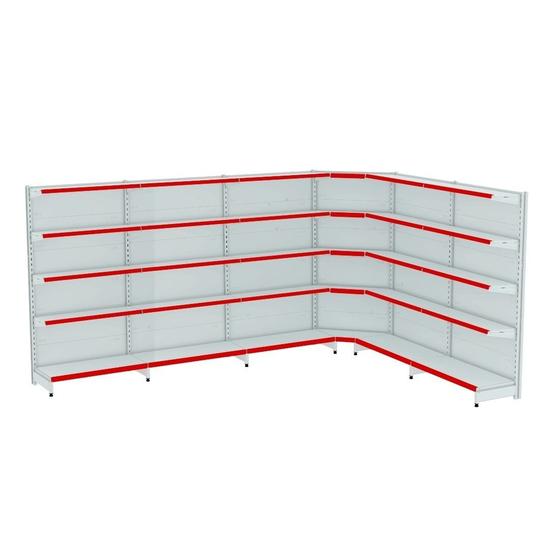 Imagem de Gondola Parede 170 Fit Ate 5 Metros 1 Canto Branco 30b Pe Vermelho