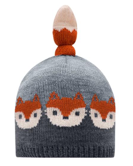 Imagem de Gorro Bebê Menino em Tricot Raposinha Cinza Luc.boo