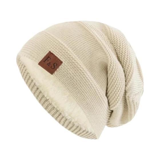 Imagem de Gorro de Inverno Unissex com Forro de Pele - Gorro de Caveira Casual de Malha