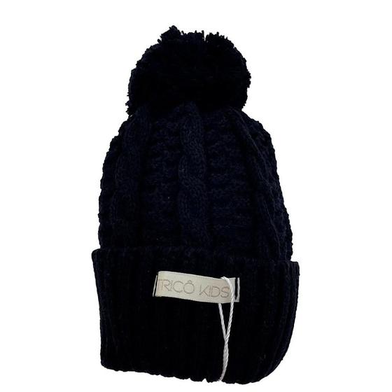 Imagem de Gorro de Tricô Para Meninos Com Pompom Azul Marinho