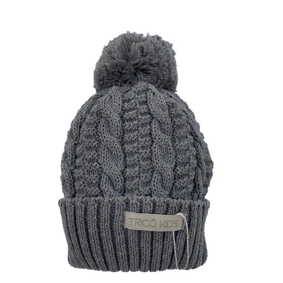 Imagem de Gorro de Tricô Para Meninos Com Pompom Cinza Claro