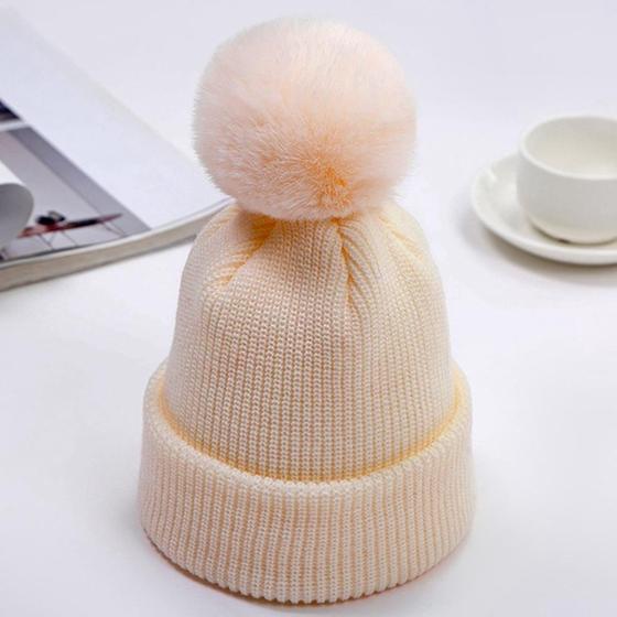 Imagem de Gorro Feminino Touca Forrada Frio Inverno Adulto Forro Pelo Pompom