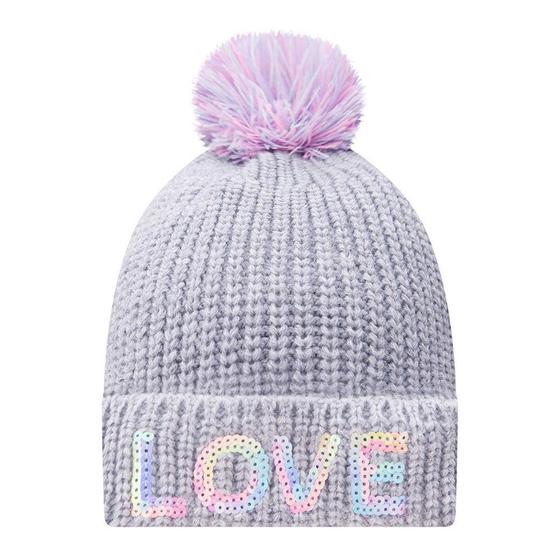 Imagem de Gorro Infantil Feminino Kukiê PomPom Love Tricot Cinza 68145