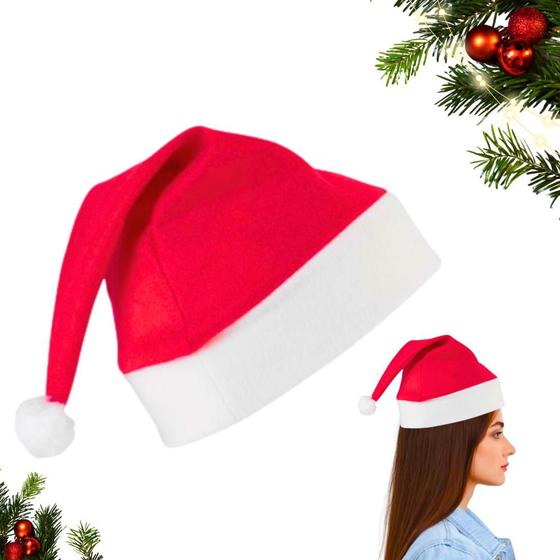 Imagem de Gorro Natalino Touca De Papai Noel Vermelha Peça De Fantasia Para Natal -02 Unidades