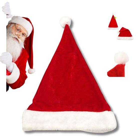 Imagem de Gorro Papai Noel Veludo 40cm Luxo Fantasia premium Natal enfeite natalino família