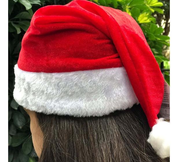 Imagem de Gorro Papai Noel Veludo Linha Luxo Fantasia Festa De Natal