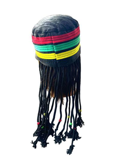 Imagem de Gorro Rastafari com cabelos dreads e tranças jamaicano 30cm