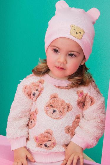 Imagem de Gorro Rosa Touca Ursinho Com Orelhinha Inverno Menina