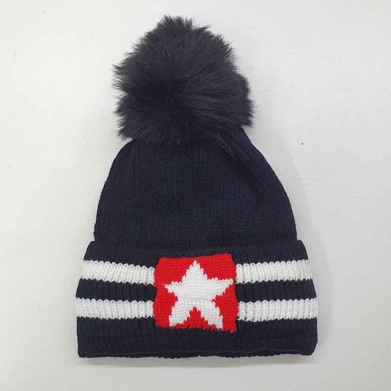 Imagem de Gorro Touca Infantil Criança Fofo Inverno Frio Forrado Pompom Estrela Unissex