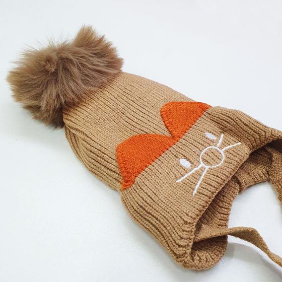 Imagem de Gorro Touca Infantil Fofo Forrado Criança Pompom Frio Bichinho Coração Inverno Unissex