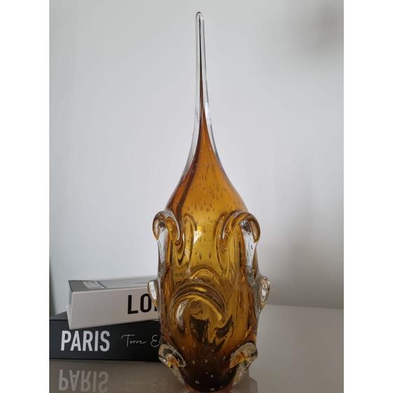 Imagem de Gota de Decoração em Cristal Murano Scaly Ambar  - Pronto Entrega G