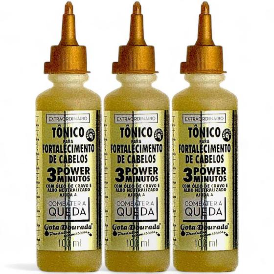 Imagem de Gota Dourada Tonico Fortalecedor Power 3 Minutos Kit 3 Unid Argan