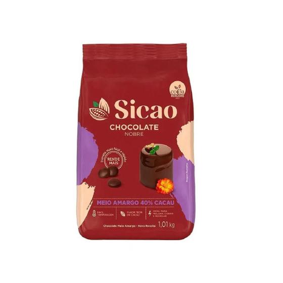 Imagem de Gotas Chocolate Nobre Meio Amargo 40% Cacau 1,01Kg Sicao