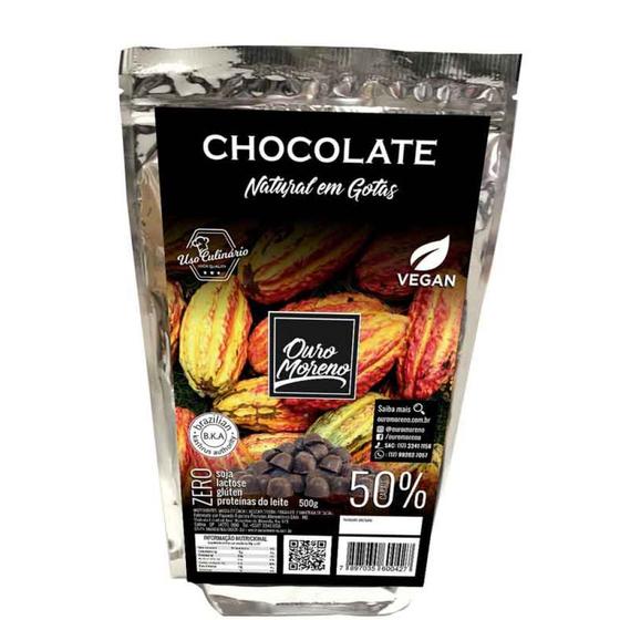 Imagem de Gotas de Chocolate 50% Cacau Ouro Moreno - pacote de 500g