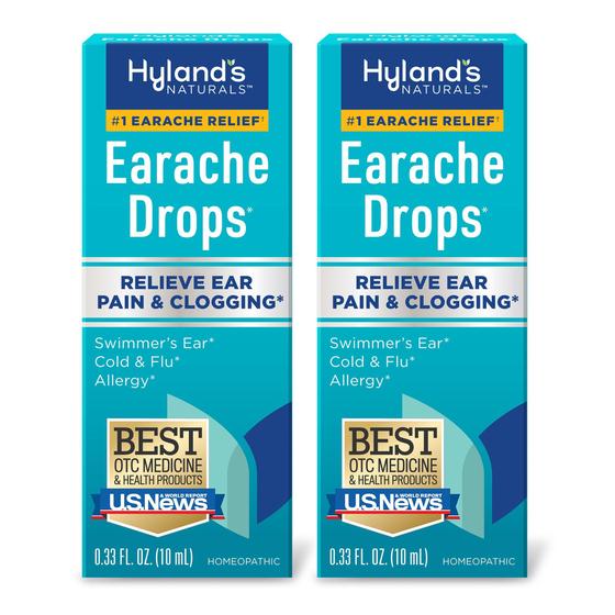 Imagem de Gotas de ouvido para nadadores Ear, Hyland's Earache Drops para orelhas entupidas, rápido, natural, (2 pacote)