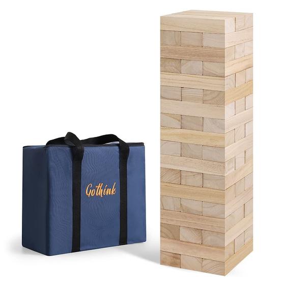 Imagem de GOTHINK Grande Jogo de Torre de Madeira De Madeira, Mais de 3,6 FT 54pcs Jumbo Yard Jogos com Carry Case Madeira Ao Ar Livre Empilhamento de Madeira Jogo De Brinquedo Noite Brinquedo Para Crianças Adultos Família