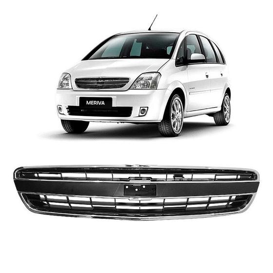 Imagem de Grade Dianteira GM Meriva 2009 a 2012 com detalhes cromados