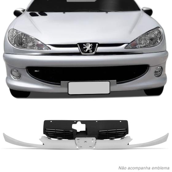 Imagem de Grade Dianteira Peugeot 206 1998 a 2009 Preto e Primer Espaço Emblema