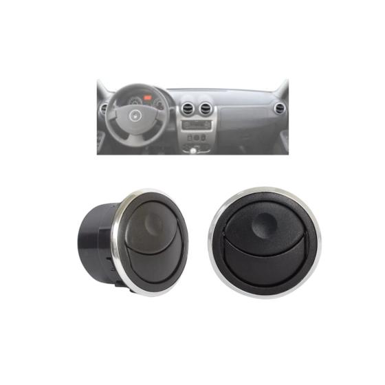 Imagem de Grade Difusor Ar Central ou Lateral Preto com Filete Cromado Sandero e Duster 2007 a 2014