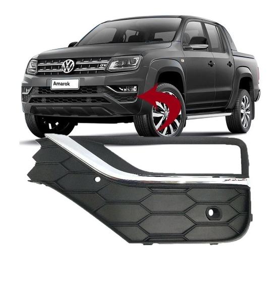 Imagem de Grade Milha Cromado c/Furo Sensor Amarok 2017 a2023 Esquerdo