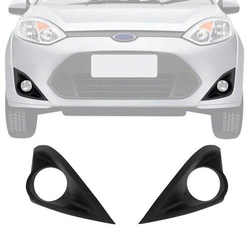 Imagem de Grade Moldura Farol Milha Ford Fiesta Rocam Hatch Sedan 2011 2012 2013 2014 Com Furo