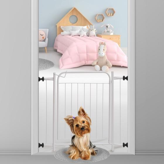 Imagem de Grade Portão Branco Proteção Pet Cachorro Cães Multiuso