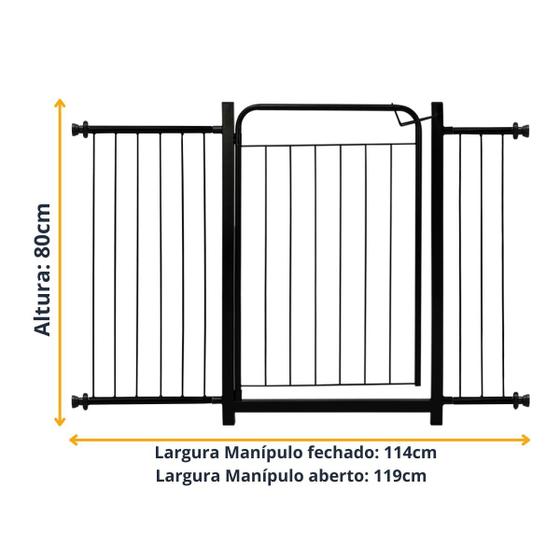 Grade Proteção Bebes Cachorro Criança Portão Pet Para Portas Escadas Com Extensores 1 de 15cm e 1 de 30cm Itagold