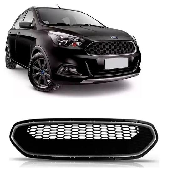 Imagem de Grade Radiador Colmeia Moldura Prata Ford KA 2015 2017 2018