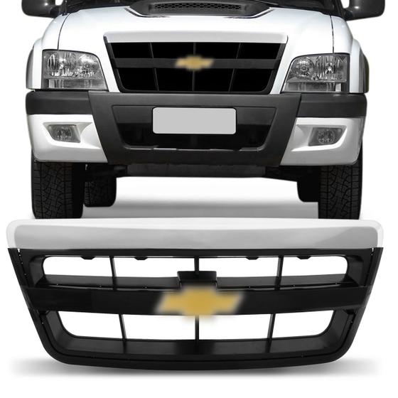 Imagem de Grade S10 Blazer 2010 2011 Serve S10 Blazer 2001 a 2009 Preta Friso Cromado com Emblema Chevrolet