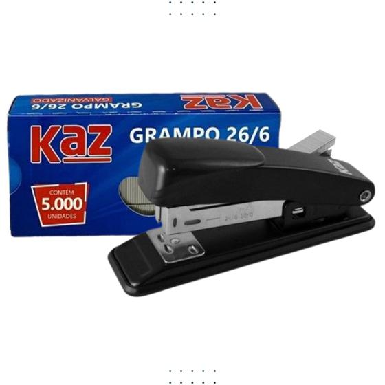 Imagem de Grampeador Metal + 5000 Grampos 26/6 Galvanizados Escritório