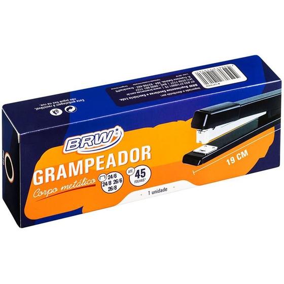 Imagem de Grampeador metal p/45fls 26/6 19cm preto brw