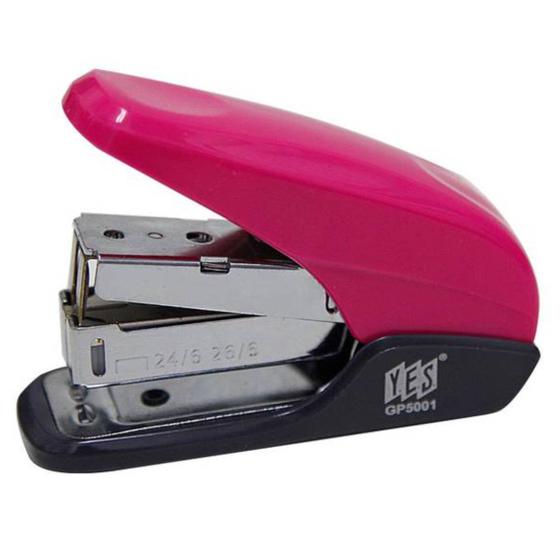 Imagem de Grampeador Mini Light Force Yes Cores 24/6 24/8 com Extrator Mola Resistente Retração Automática