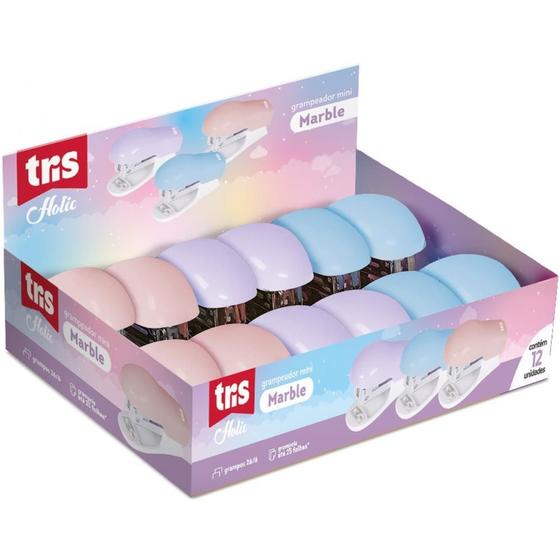 Imagem de Grampeador Mini para 25 Folhas TRIS Marble 26/6 Display com 12
