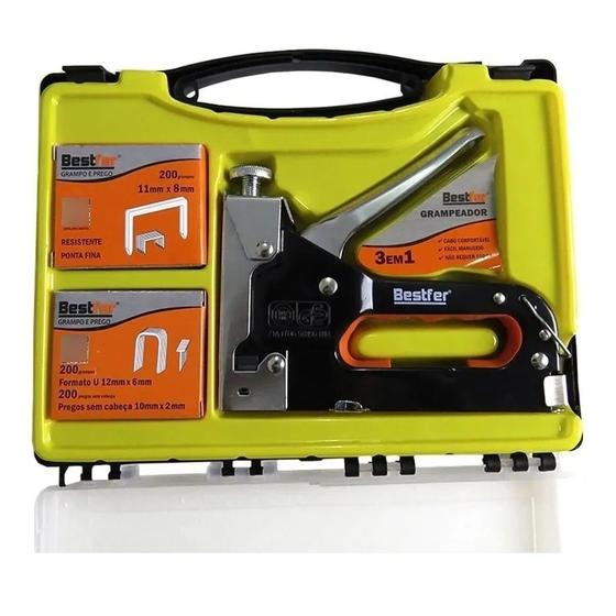 Grampeador Profissional Kit 3 Peças Tapeceiro Madeira Estofado Manual Bestfer BFH0133 Menor preço em Grampeador Profissional Kit 3 Peças Tapeceiro Madeira Estofado Manual Bestfer BFH0133