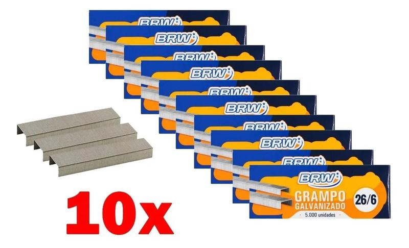 Grampo 26/6 Galvanizado 10 Cxs C/ 5000 Unidades Brw Imagem de Grampo 26/6 Galvanizado 10 Cxs C/ 5000 Unidades Brw