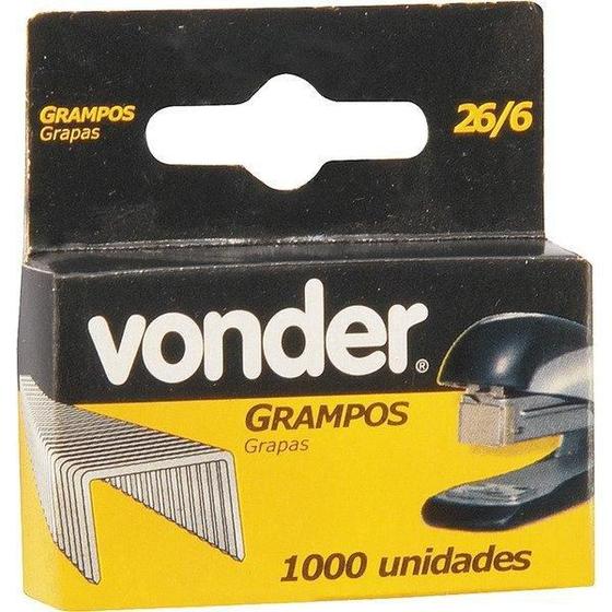 Imagem de Grampo 6mm reto 26/6 para grampeador escritório com 1000 peças - Vonder