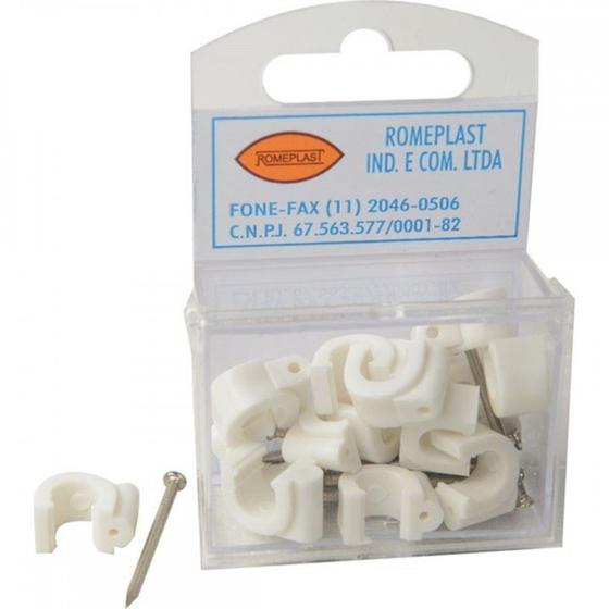 Imagem de Grampo Fixa Fio Romeplast 08Mm Branco Com 15 Pecas