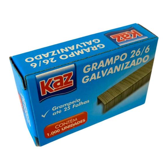 Imagem de Grampo Galvanizado 26/6 Com 1000 Unidades - Kaz