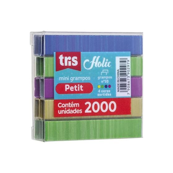 Imagem de Grampo mini Tris holic petit com 2000 grampos coloridos