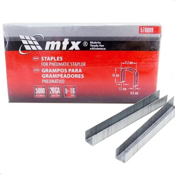 Grampo P/ Grampeador Pneumático 16mm Mtx - 5.000 Unidades Menor preço em Grampo P/ Grampeador Pneumático 16mm Mtx - 5.000 Unidades