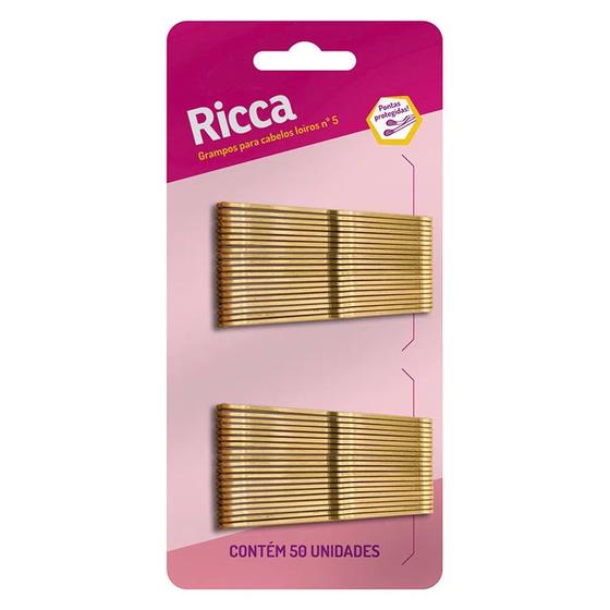 Imagem de Grampo Para Cabelo Loiro e Preto 4,7cm 50 Unidades Nº5 Ricca