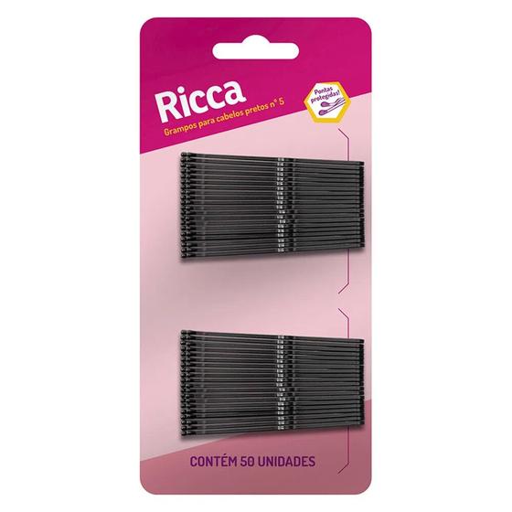 Imagem de Grampo Para Cabelo Preto Nº 5 Com 50 Unidades Ricca