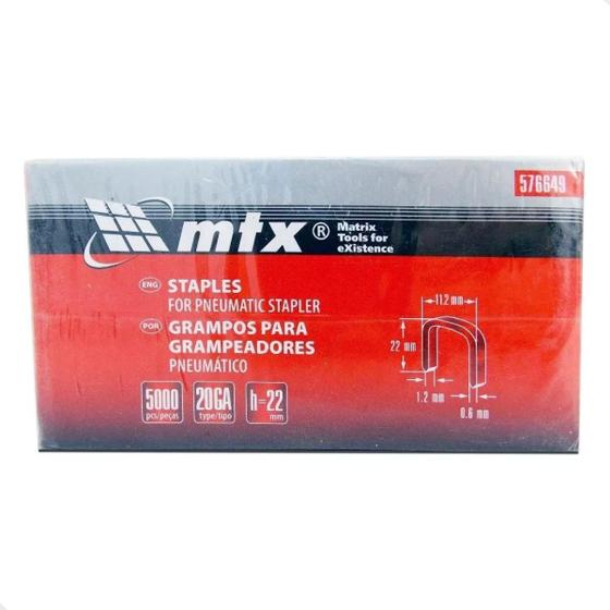 Grampo Para Grampeador Pneumático 22mm 5.000 Uni Mtx Menor preço em Grampo Para Grampeador Pneumático 22mm 5.000 Uni Mtx