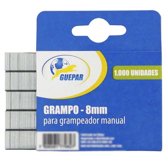 Grampo Reto 8mm para Grampeador Tapeceiro Caixa 1.000 Guepar Menor preço em Grampo Reto 8mm para Grampeador Tapeceiro Caixa 1.000 Guepar