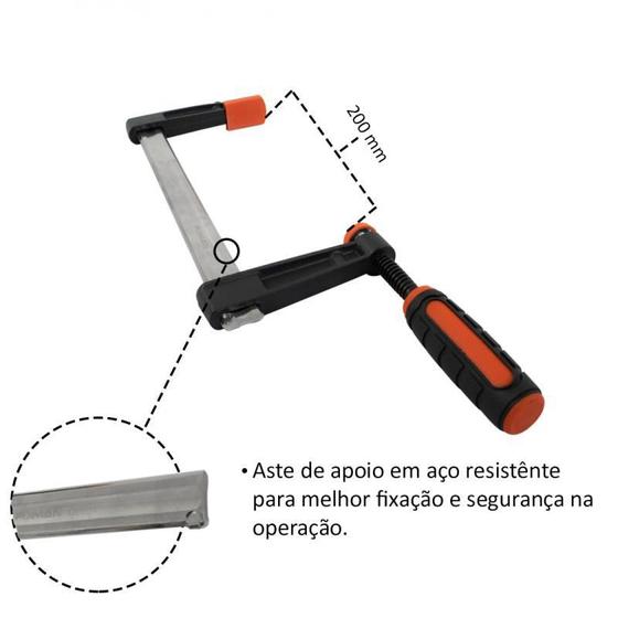 Imagem de Grampo Sargento Tipo F 80200mm Aço Carbono - Fixman