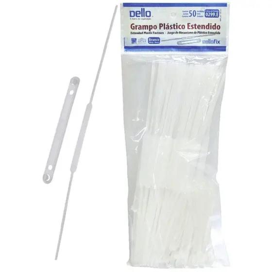 Imagem de Grampo Trilho Plast Estendido Dellofix Branco Pct Com 50unid