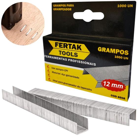 Imagem de Grampos 12mm Tipo Reto Para Grampeador de Pressão Com 1000 Un  Fertak