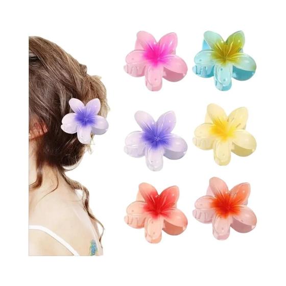 Imagem de Grampos de Cabelo com Flores Grandes - Kit com 4 Peças - Estilo Boêmio para Praia e Férias