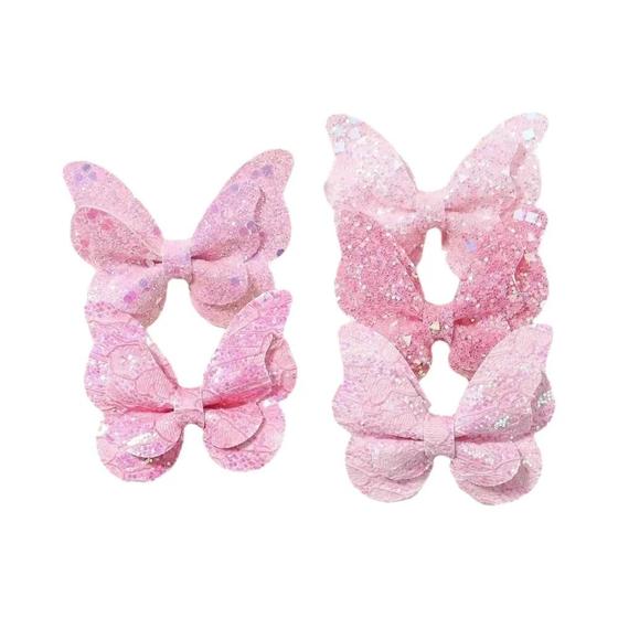 Imagem de Grampos de Cabelo com Laço de Borboleta e Lantejoulas - Para Meninas