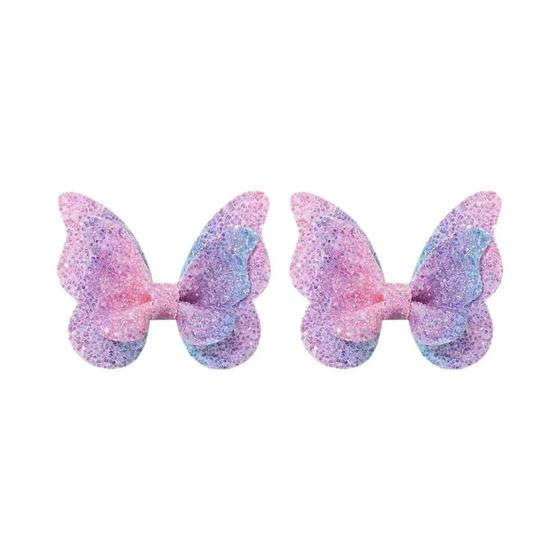 Imagem de Grampos de Cabelo com Laço de Borboleta e Lantejoulas - Para Meninas